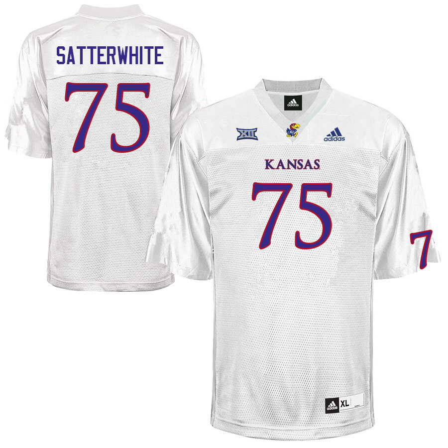 Men #75 Jackson Satterwhite Kansas Jayhawks College Football Jerseys Sale-White